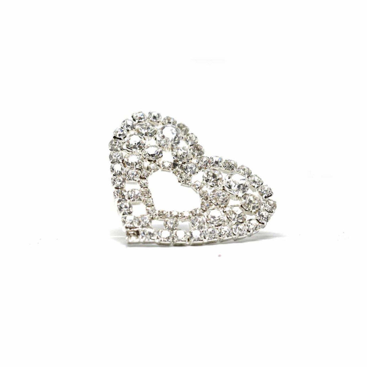 Rhinestone Heart Brooch Pin For Outfits Gifts DIY Crafts 2 Inch